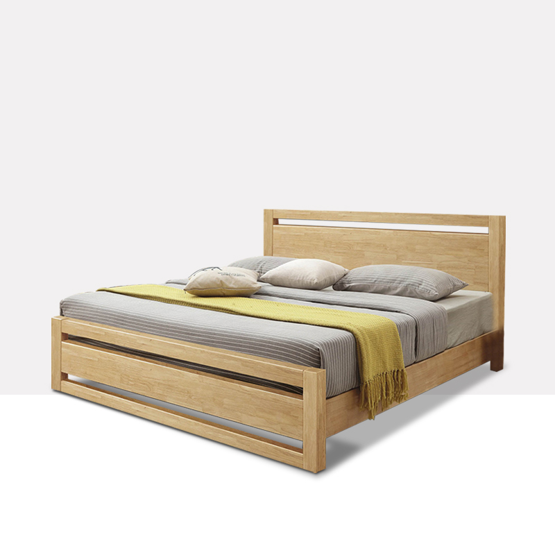 現(xiàn)代簡(jiǎn)約雙人床實(shí)木床 花好月圓 w02#-180